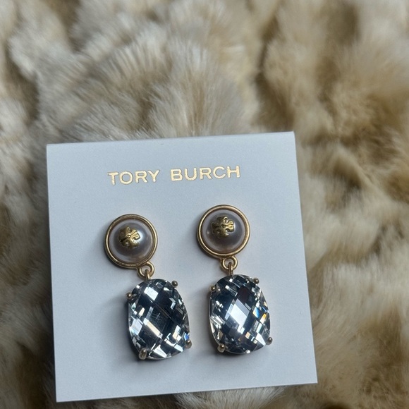 Tory Burch Gold and pearl Drop Earrings - Picture 1 of 6